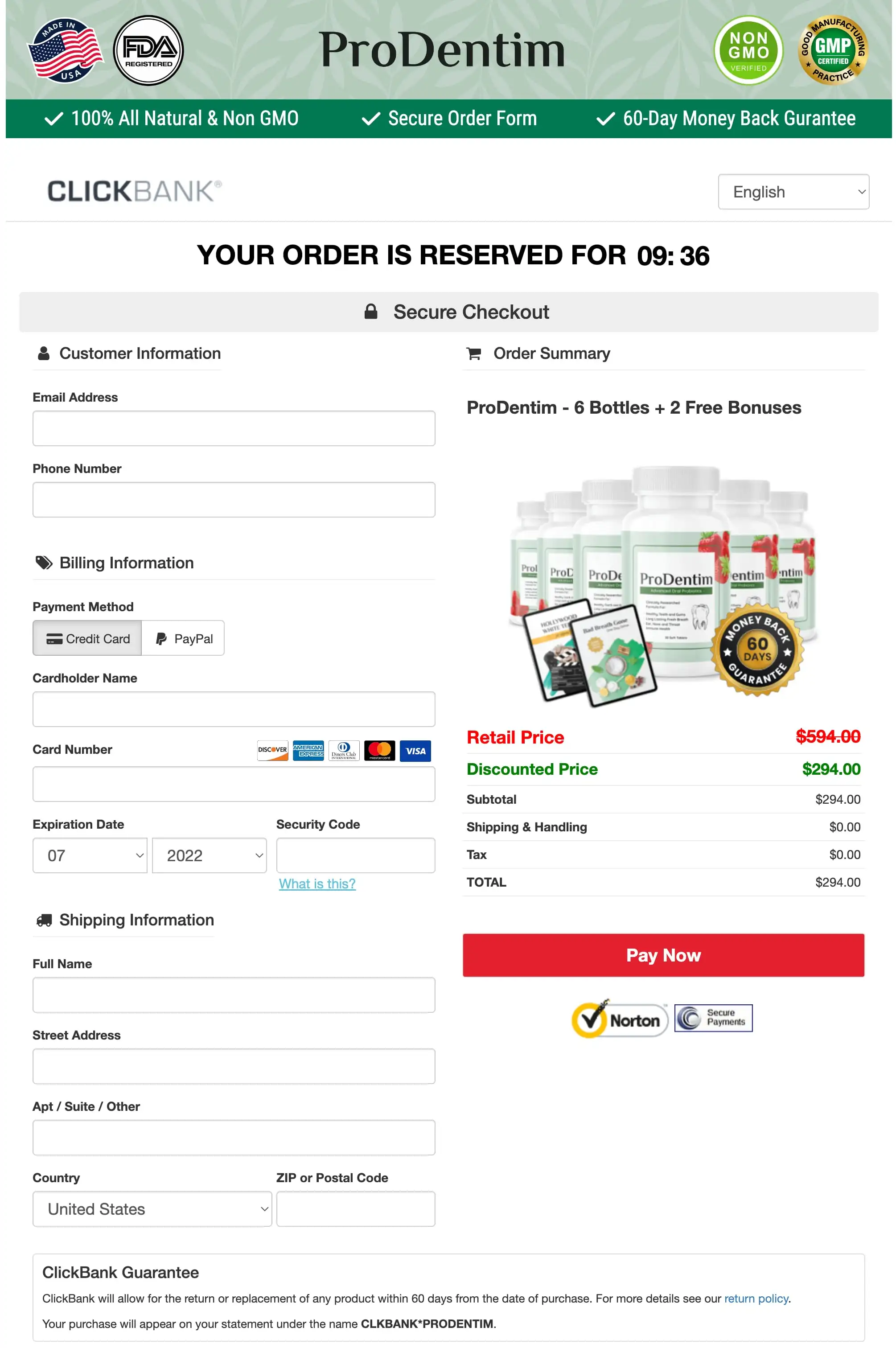 ProDentim order page